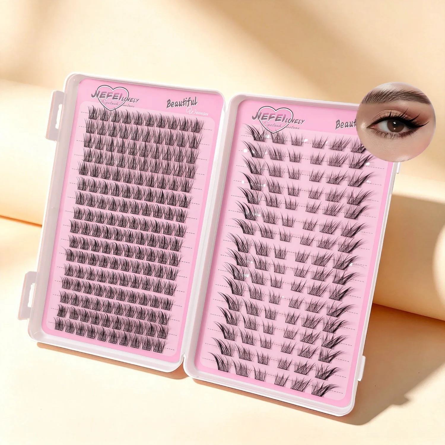 256 Clusters of Mixed False Eyelashes, Natural Appearance, Extremely Soft and lightweight, including the Trilogy, Sudaji Series