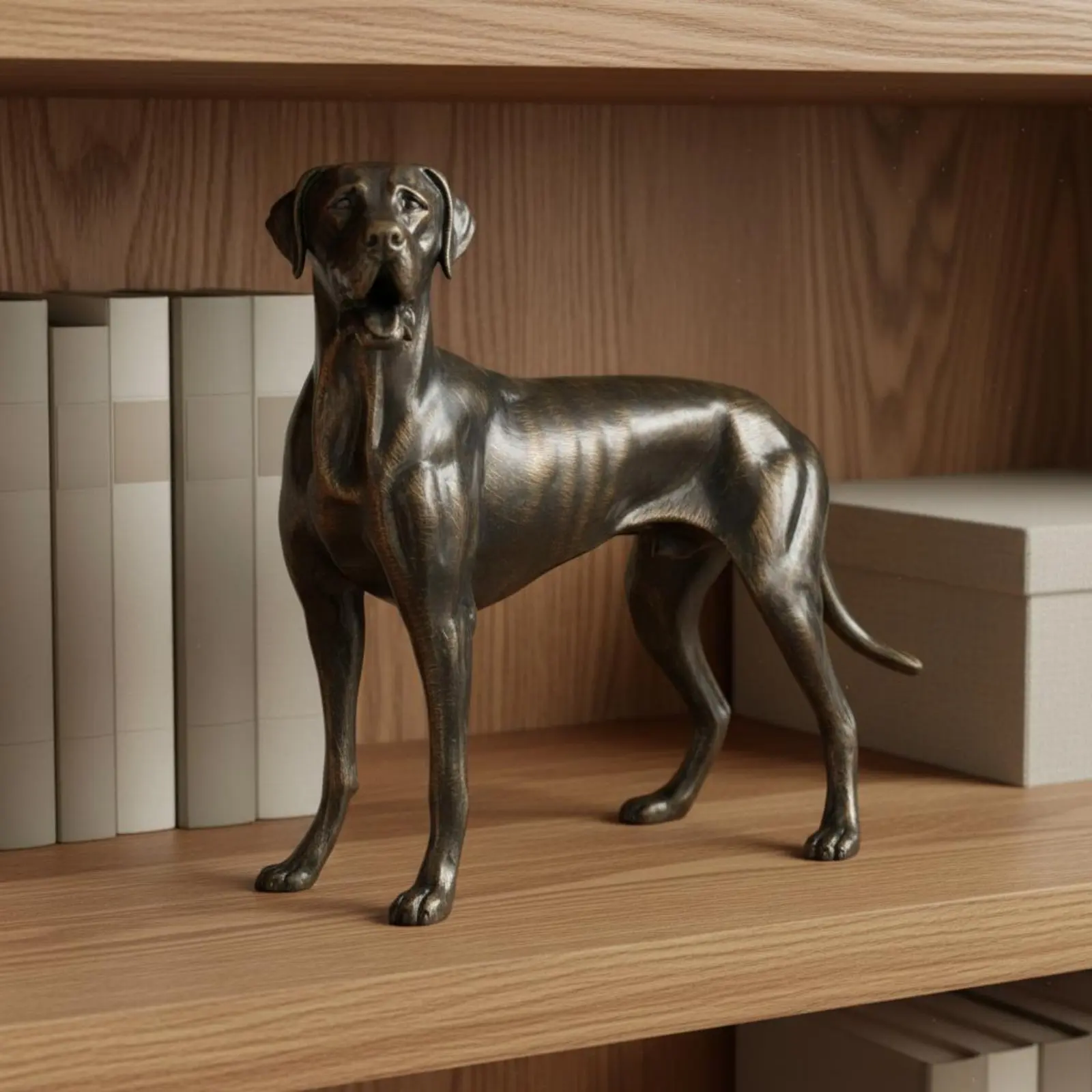 Antique Bronze Hound Statue Realistic Detailing Vintage Design Dog Decoration Resin Noble Canine Sculpture for Office