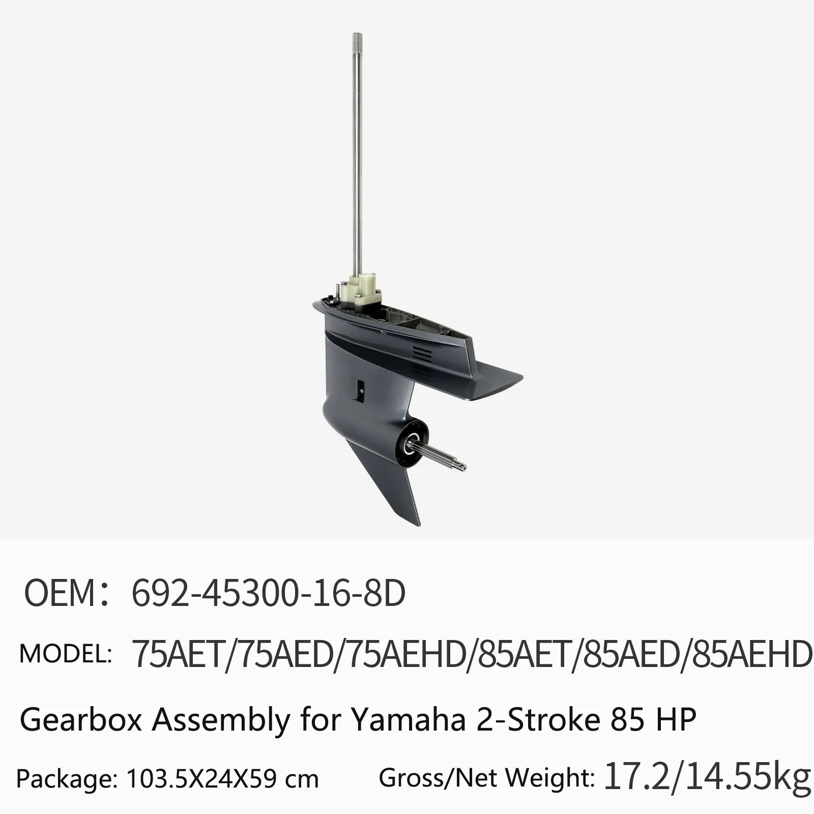 Outboard Motor Gearbox Assembly for Yamaha 2-Stroke 85 HP 692-45300-16-8D 75AET AED AEHD 85AET AED AEHD