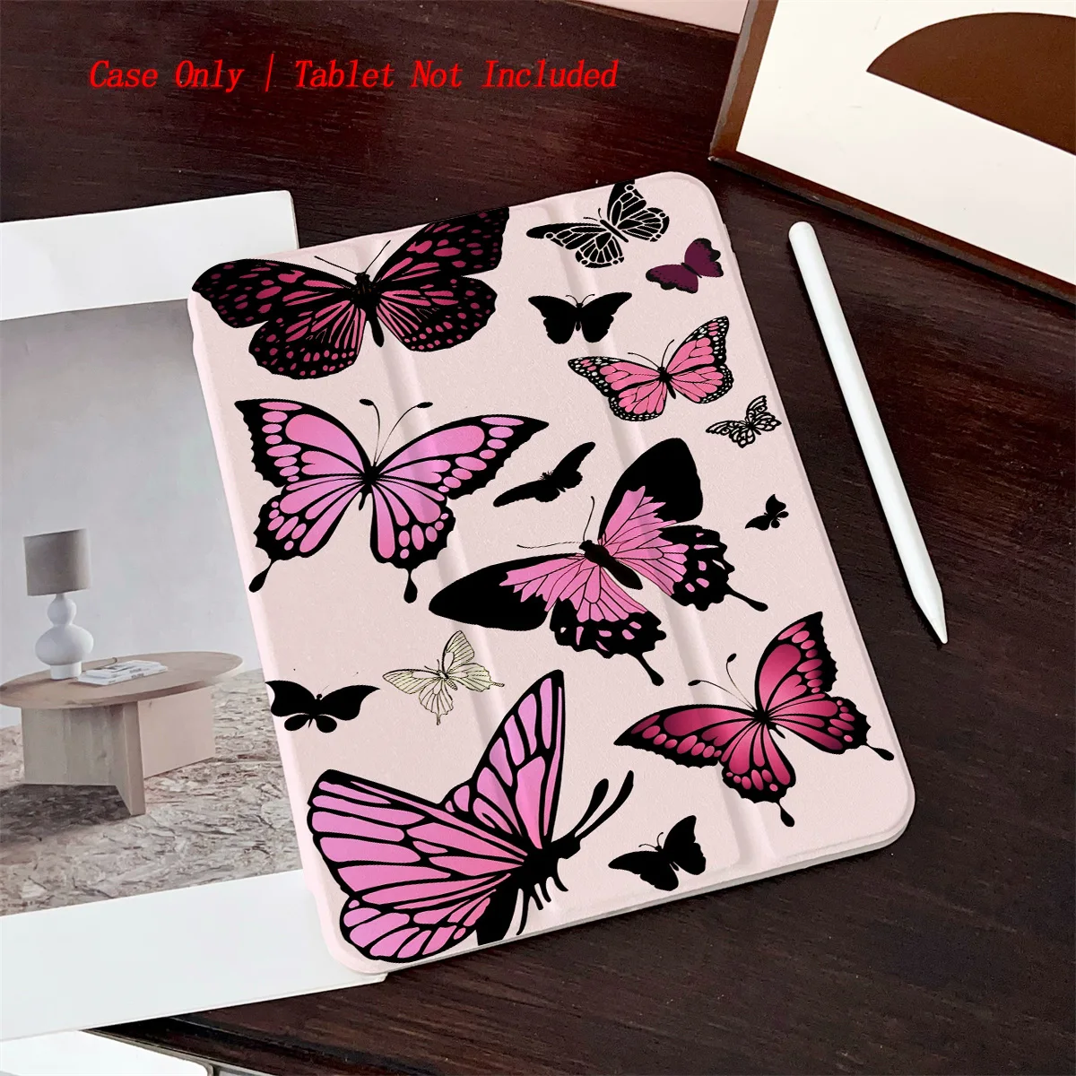 

Purple Butterfly Printed iPad Case - 3-Fold Stand & Shockproof for Pro 11/Air 10.9/iPad 9/Mini 6, Heavy Duty
