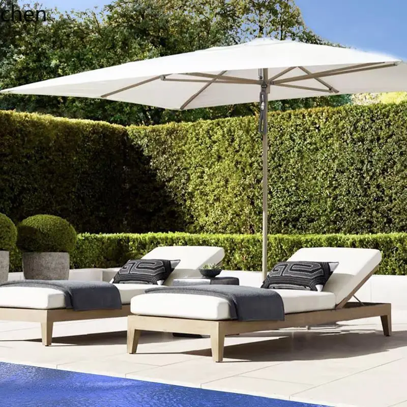 كرسي صالة ترفيهي خارجي من HT، فيلا من خشب الساج، مقاوم للماء وواقي من الشمس، كرسي صالة في الهواء الطلق في الهواء الطلق