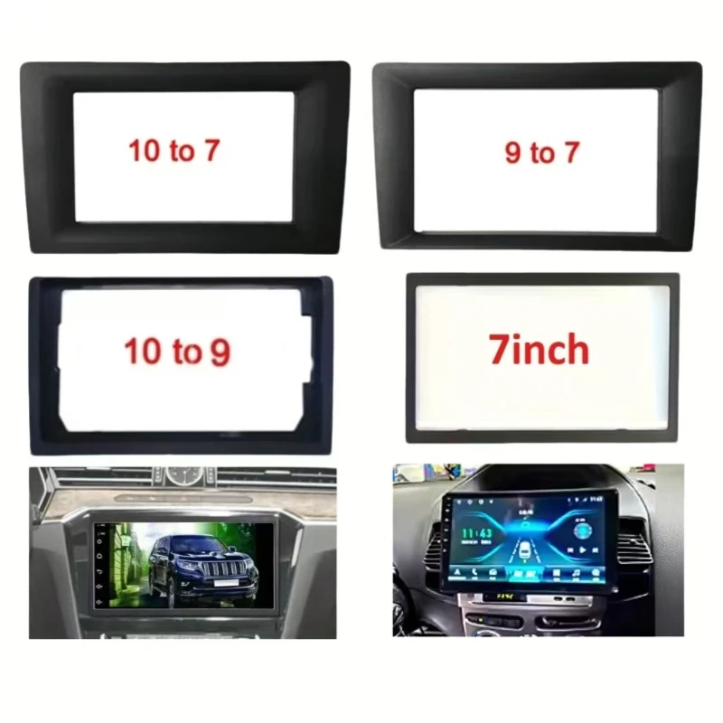 Fascia de radio para vehículo, interruptor de marco de 9/10 pulgadas a 7 pulgadas, 2 Din, Radio de coche, Kit de tablero de audio automático, marco de instalación, bisel embellecedor