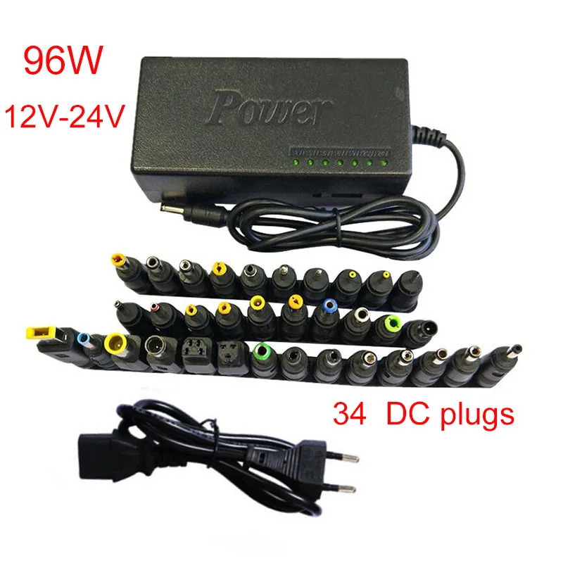 96W 12V 24V Adjustable power supply Charger 34 connector head Universal battery Adapter For Dell Toshiba Hp Asus Acer Laptops s1