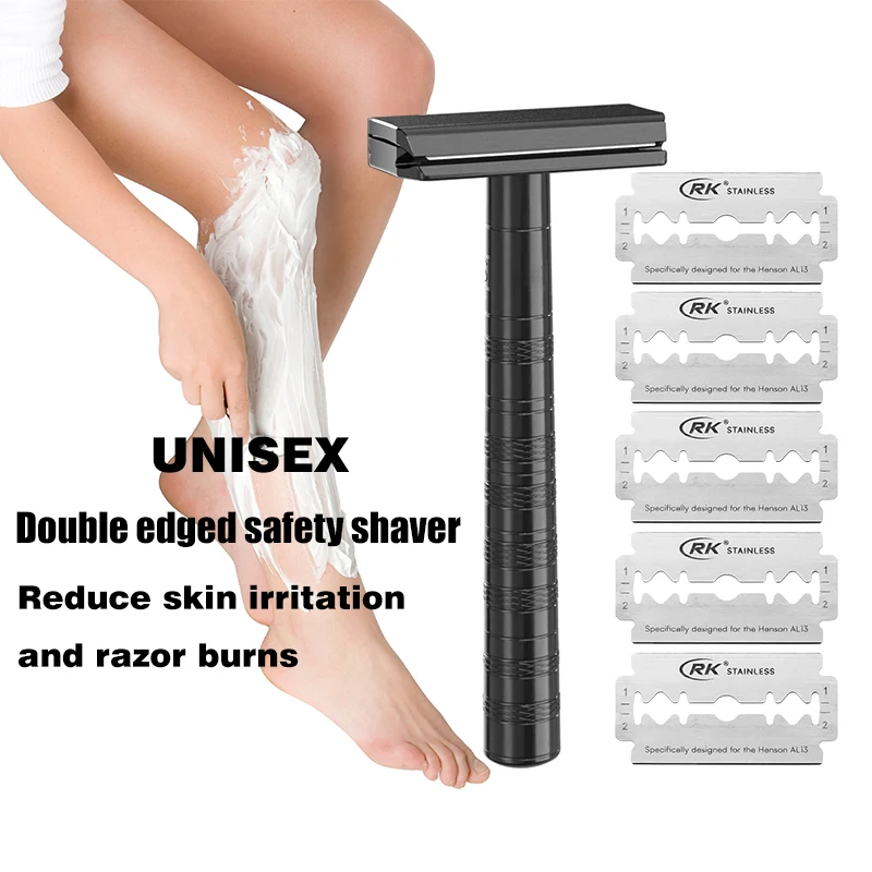 Canadian CNC unisex manual double-edged safety shaver Barber razor Gifts for men Women's Hair Removal Tool with 5 spare blades