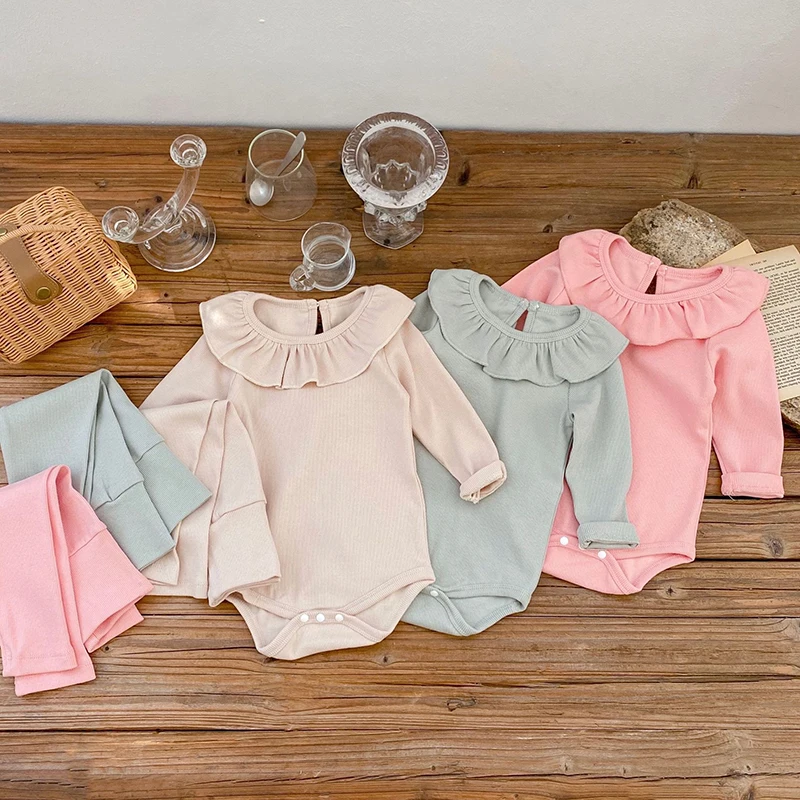 

Infant Baby Girls Long Sleeve Pure Color T-shirt + Pants 3Pcs Children's Suit Newborn Clothing Sets Kids Baby Girl Suit Clothes