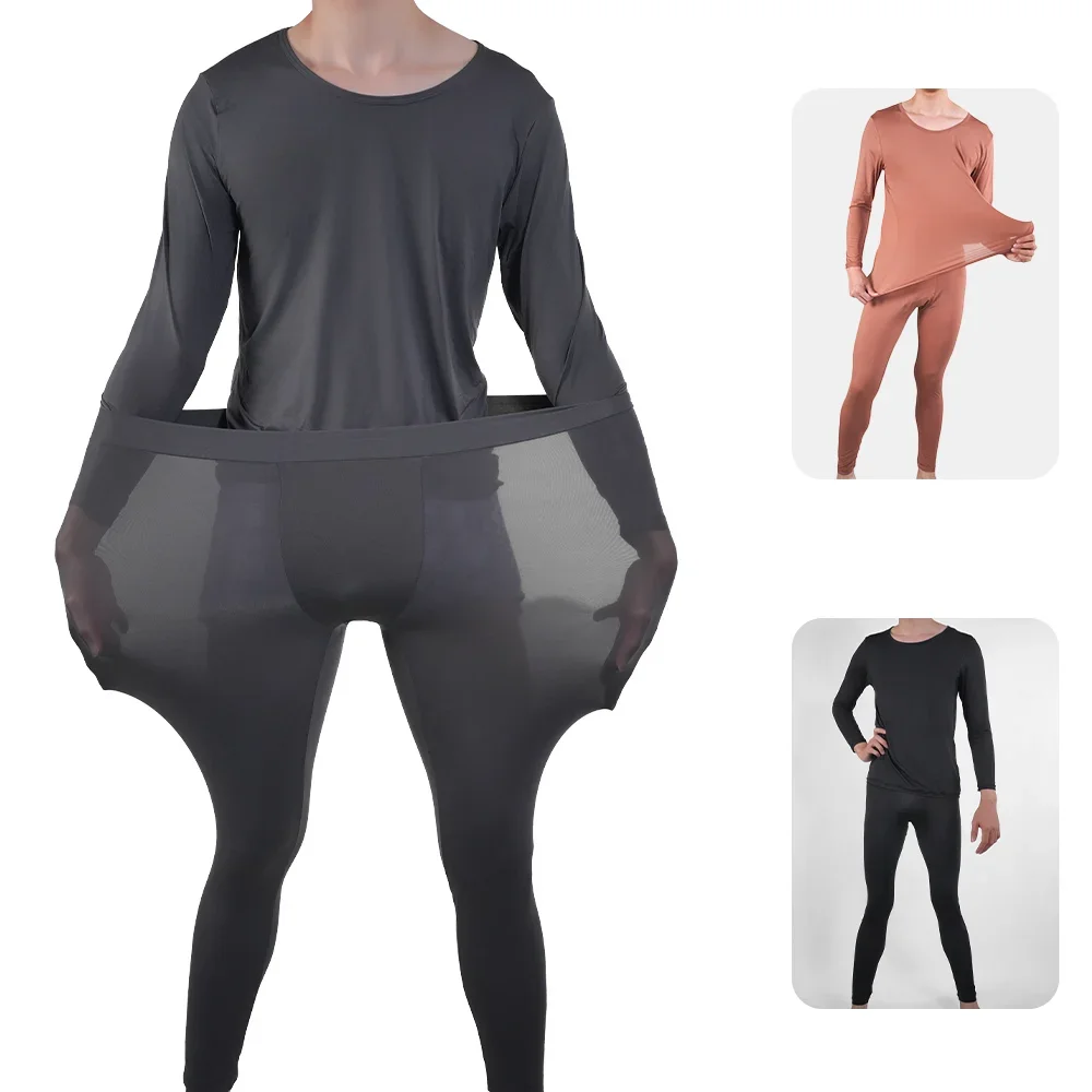 Seamless Ultra-thin Thermal Underwear Suit Soft Comfy Long Sleeve Round Neck Clothes Leggings  Men Bottoming Lingerie Sleepwear