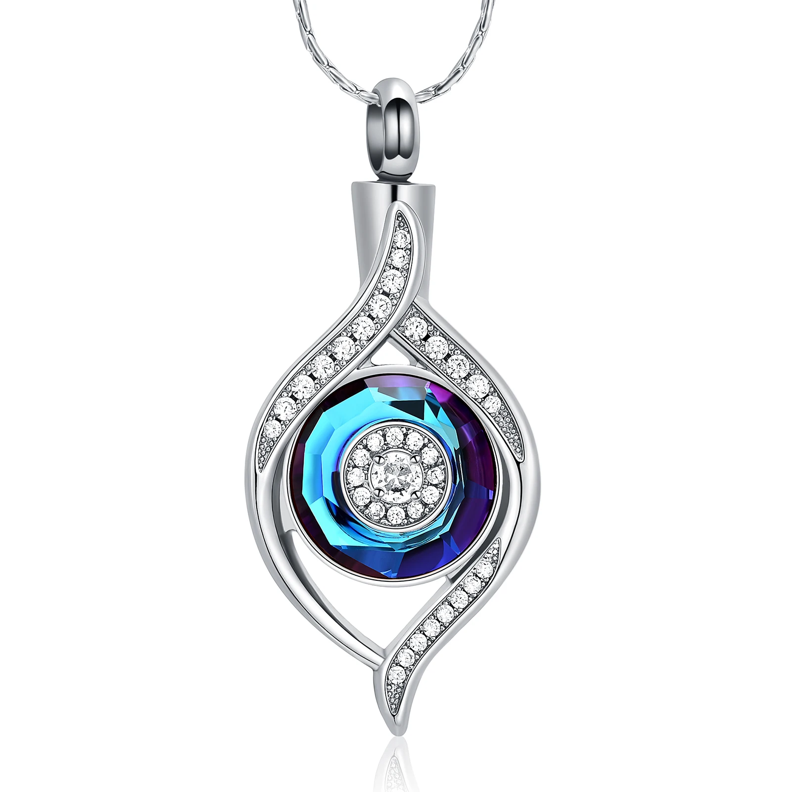 Eye Shape Crystal Cremation Urn Jewelry Necklace cremation Jewelry for Ashes Customizable Keepsake Pendant