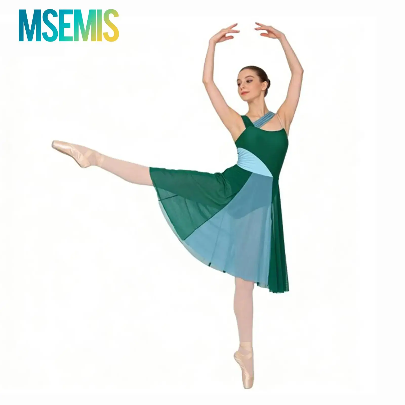 

Женский гимнастический трико для катания на коньках, балетное танцевальное платье, сетчатые бретели, лирический современный танцевальный костюм