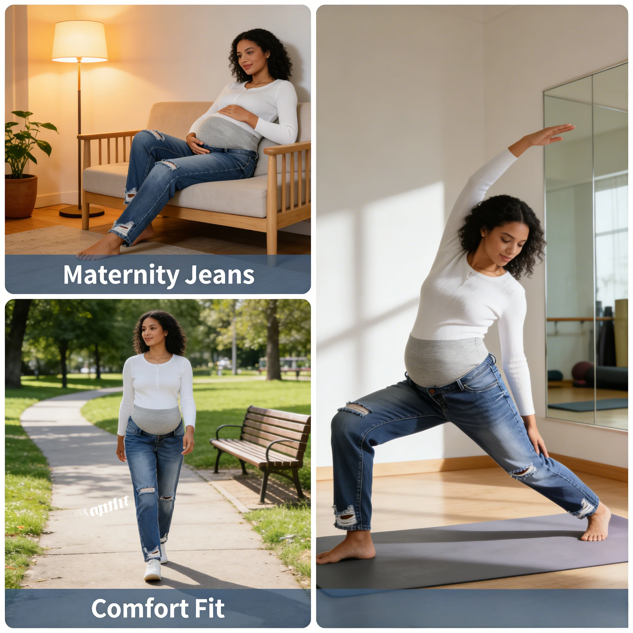 

Джинсы для беременных с высокой талией, прямые, свободные, неэластичные, повседневные, для ношения на каждый день