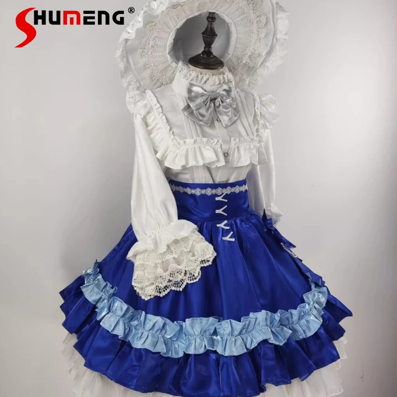 

Japanese Gardener Cosplay Costume Hat Shirt Skirt 3 Pieces Set Lolita Y2k Elegant Socialite Long-sleeves Top Blouse Skirts Suit