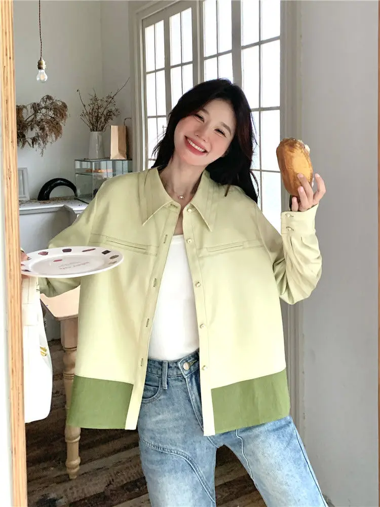 

Осенние куртки 2025 года, женские однобортные однобортные однобортные однобортные однобортные двусторонние коричневые куртки с эластичным подолом для рыбалки на открытом воздухе