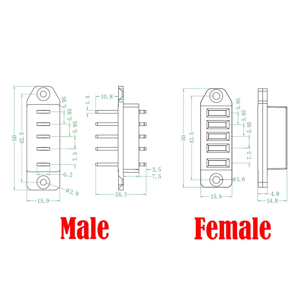 5Pin Battery Connector Male Female 5Pin Socket Single P15A High Current Adapter 5 Core Discharge Charging Port