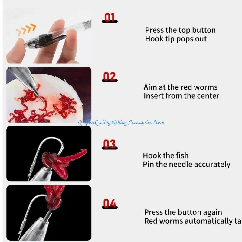 

Red Worm Binding Device Piercing Pen Baits Hooking Device Fishing Accessories