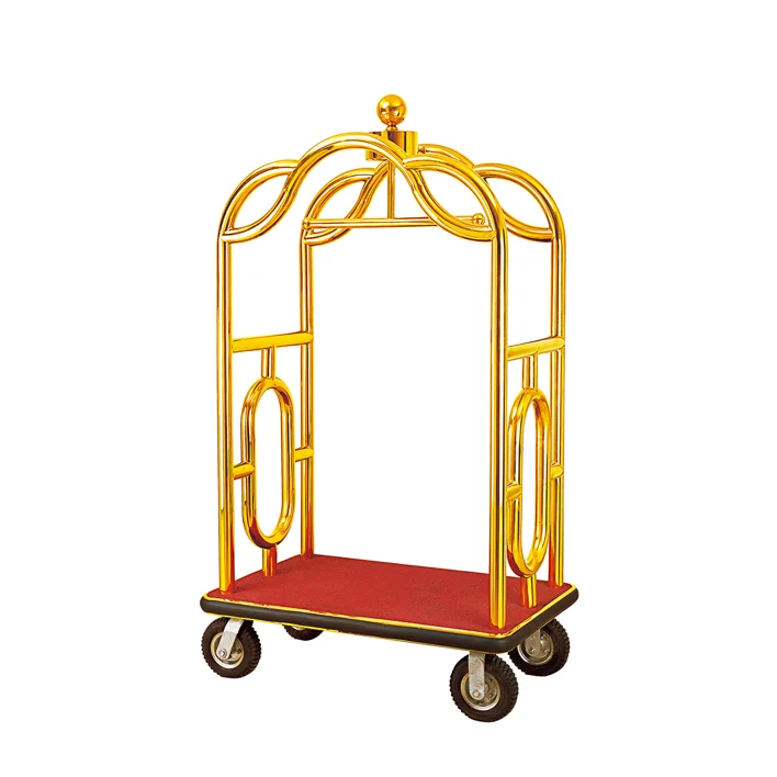 Heavybao Hotel Luggage Service Trolley Custom Stainless Steel Birdcage Bellman Trolley Hotel Lobby Luggage Trolley