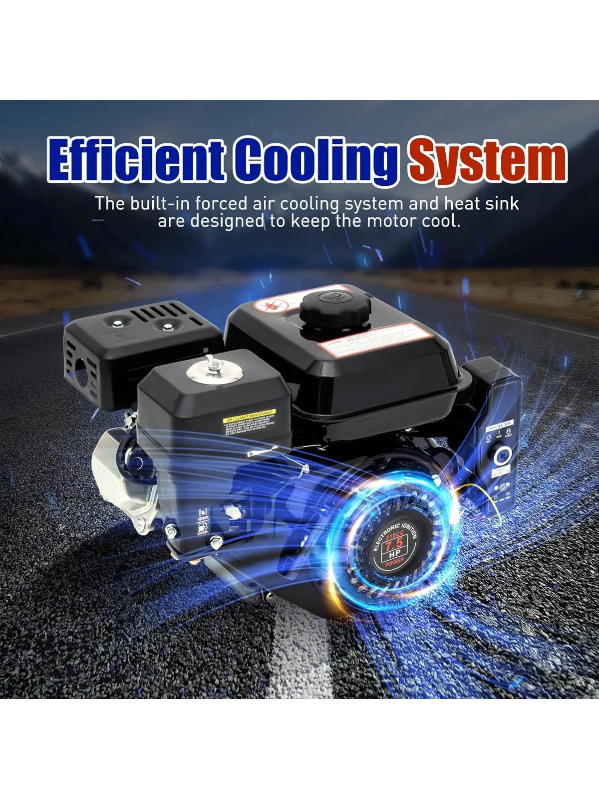 

7.5HP 4 Stroke 212cc Engine Horizontal Shaft Engine OHV Industrial Grade Gas Motor for Go Kart Compressor Scarifier Lawnmower