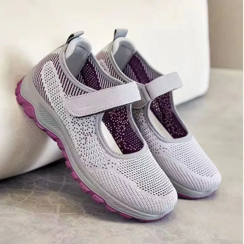 Mesh Damenschuhe Sommer neue flache Mund atmungsaktive weiche Sohle Sportschuhe rutsch feste verschleiß feste Einzels chuhe