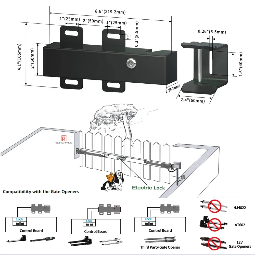 LM149 Automatic Electric Gate Lock for DC 24V Swing Gate Opener Gate Operator System Device Safe Security Gate Lock