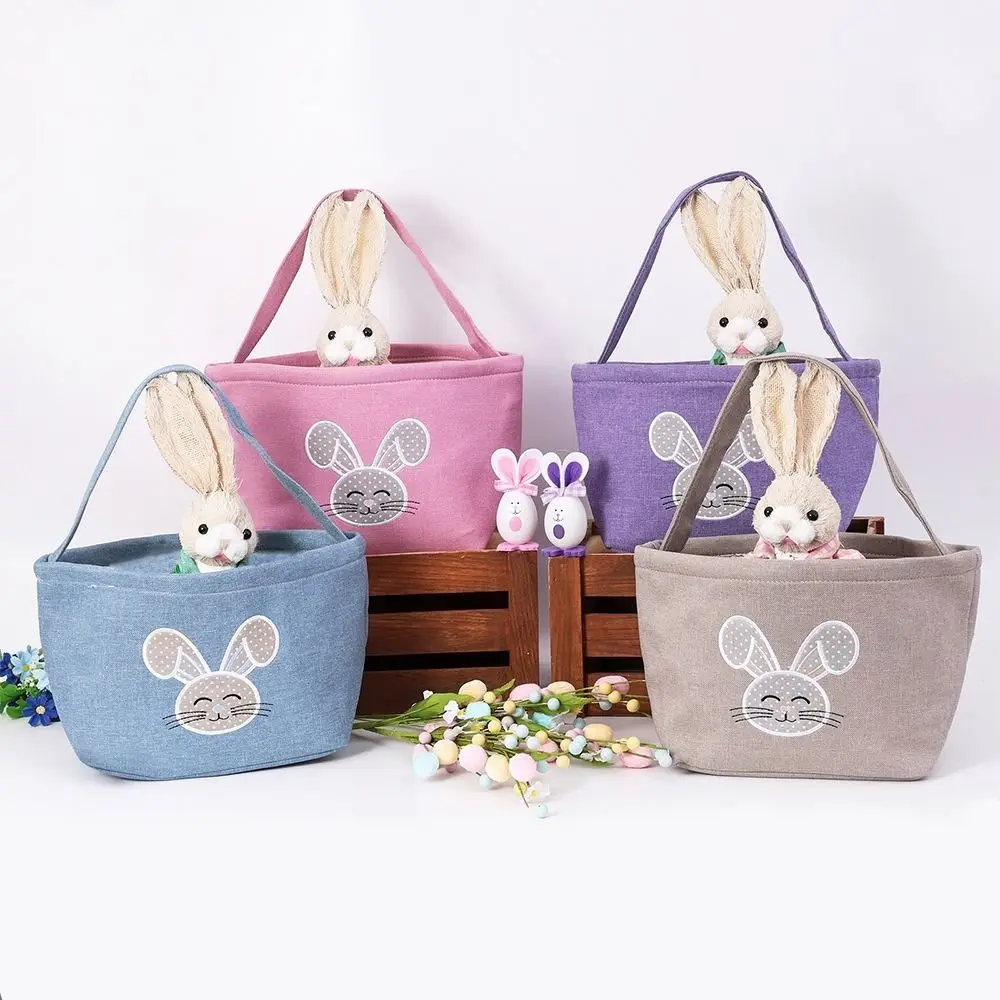 

Cartoon Rabbit Storage Basket Large Capacity Wear-resistance Rabbit Egg Basket with Handle Decorative Candy Gift Bag