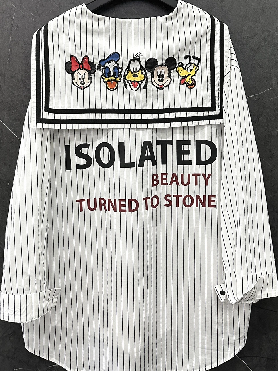 ديزني ميكي الكرتون لطيف البحرية طوق قميص الإبداعية Kawaii الفتيات الربيع والصيف رقيقة عارضة فضفاض معطف فوقي هدية بالجملة