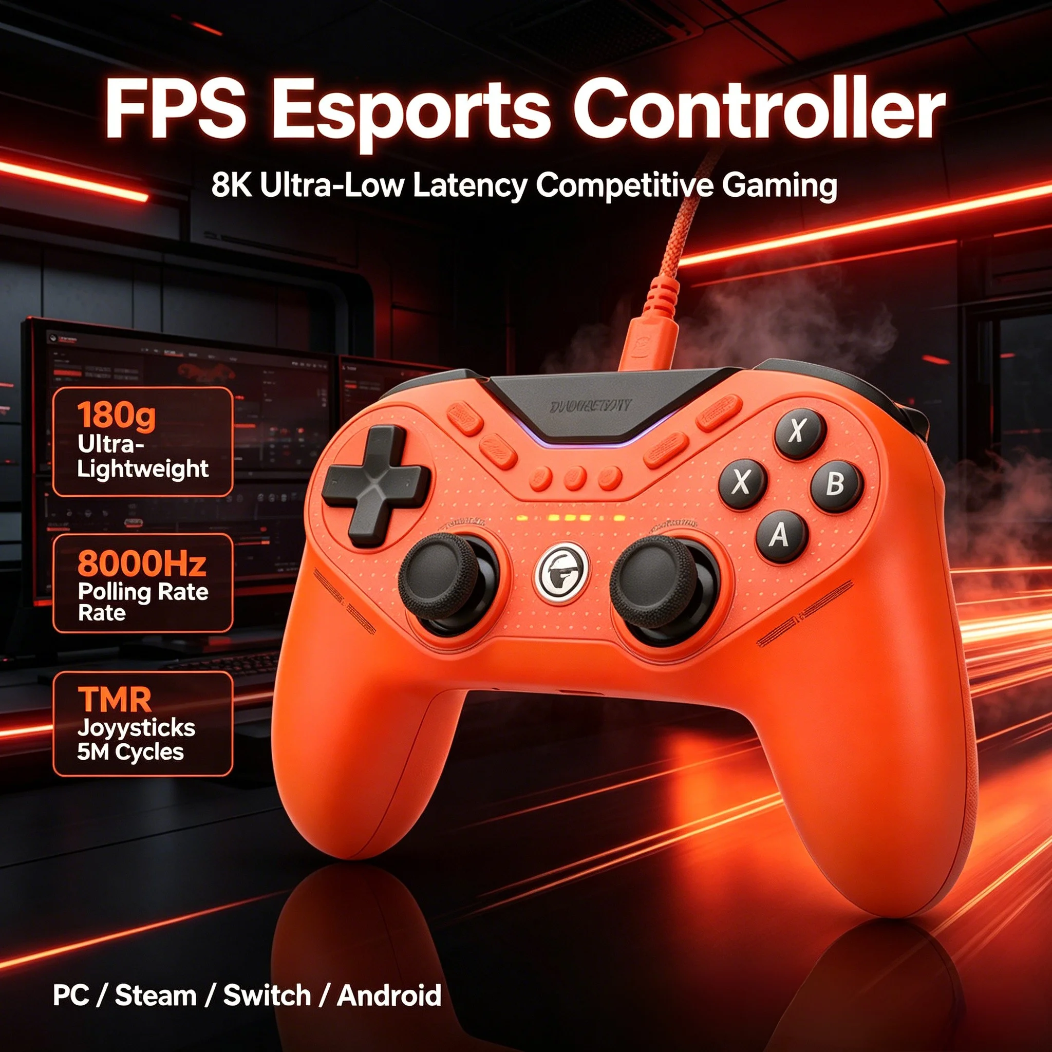 Novo Controle de Jogo GameSir Tarantula 8K com Fio, Joystick TMR Personalizado e Micro Switches Omron para Steam, Switch, Android e PC