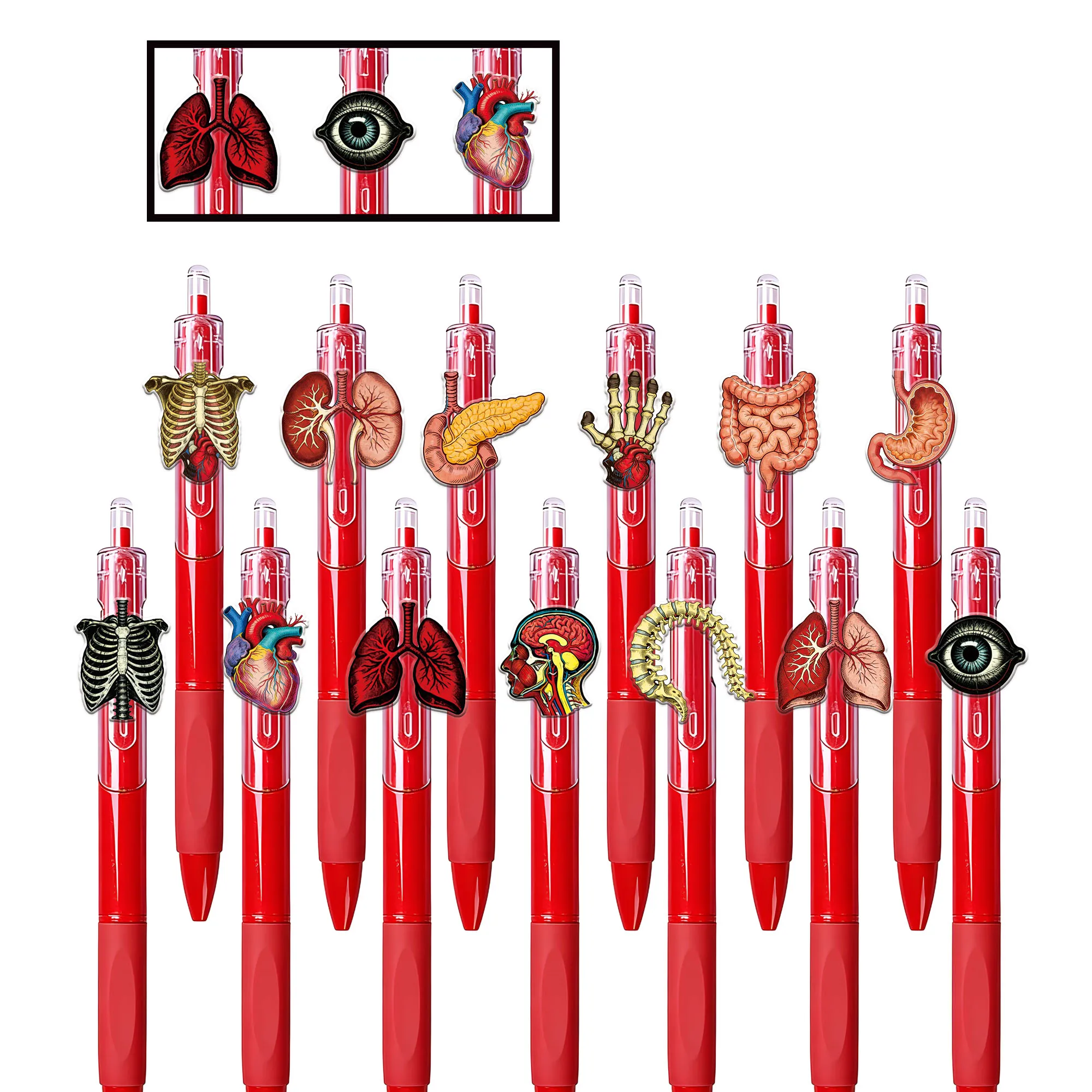 

13pcs/15pcs Human Organ Series Press Ballpoint Pen Press Neutral Pen Student Writing Signature School Season Theme