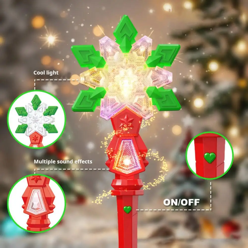 Light-up Snowflake Wand Toy for Kids Snowflake Wand with Sound Lights for Kids Princess Birthday Party for Halloween Christmas