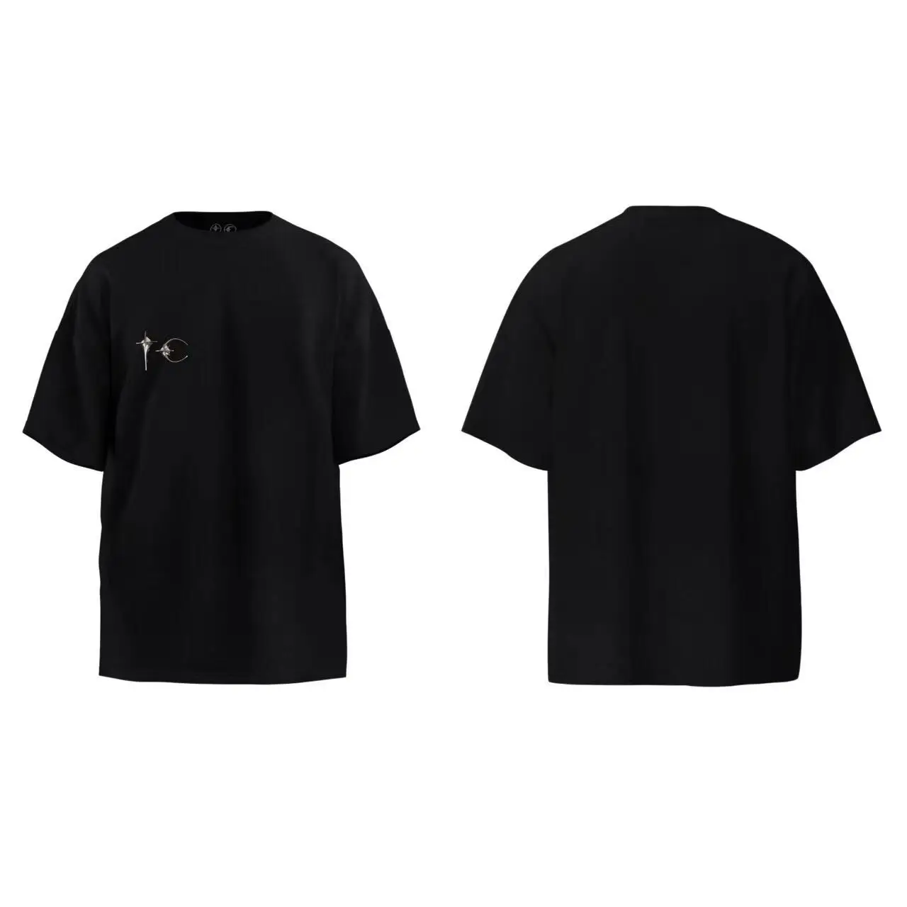 Thug Club jewelry Black short-sleeved T-shirt for both men and women, highly versatile and classic, in solid color Trendy
