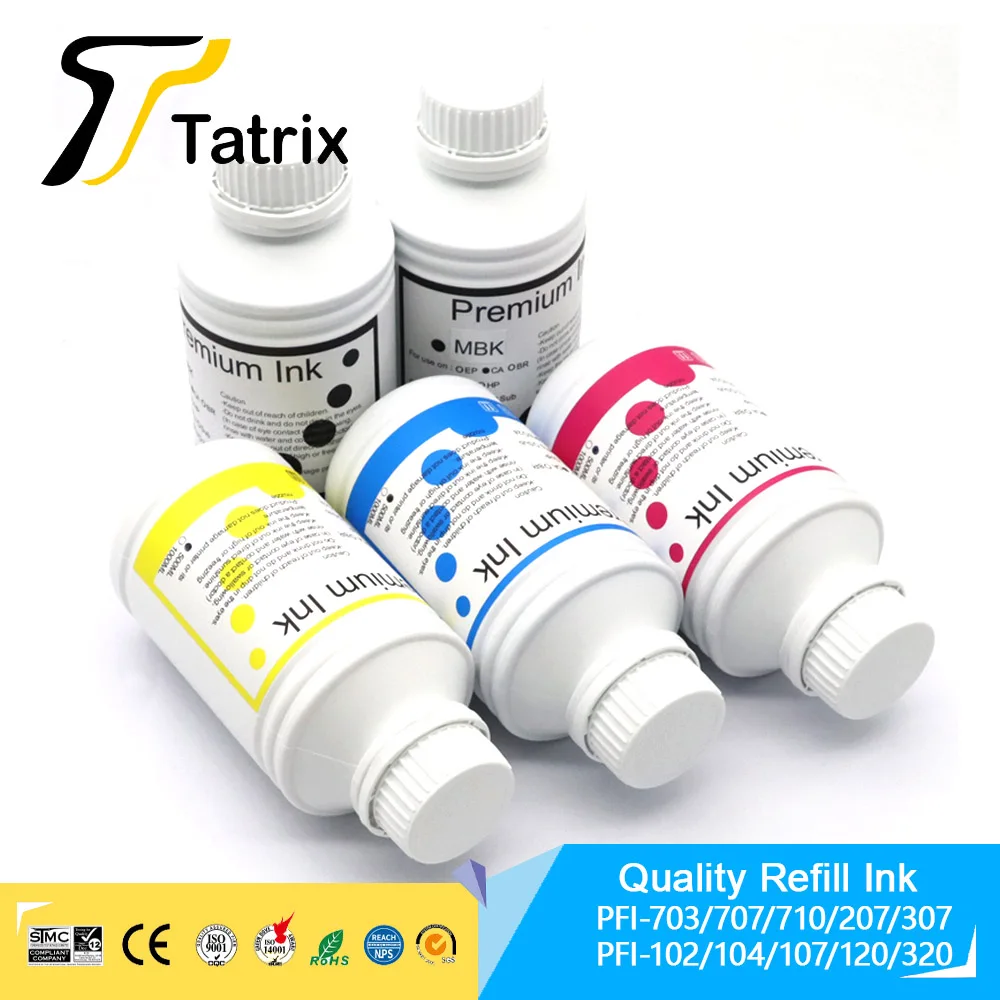 500ML/Bottle Pigment Ink Refill Ink For Canon PFI-107 PFI-120 PFI-320 PFI-102 TM-200 TM200 TM-205 TM-300 TM-305 TM300 iPF670