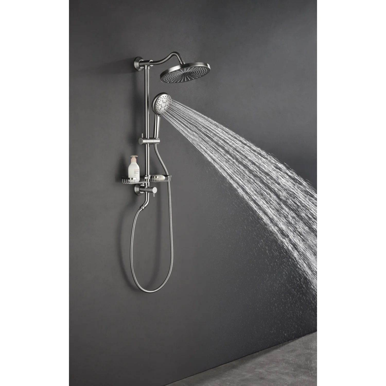 

ShowerSpas Shower System, with 10" Rain Showerhead, 4-Function Hand Shower, Adjustable Slide Bar and Soap Dish,