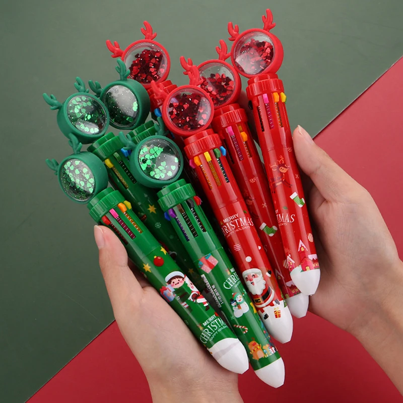 1 Stuks Creatieve Balpen Geoliede Briefpapier Pen Reclame Gift School Kantoorbenodigdheden Kerst Thema Willekeurige Kleur