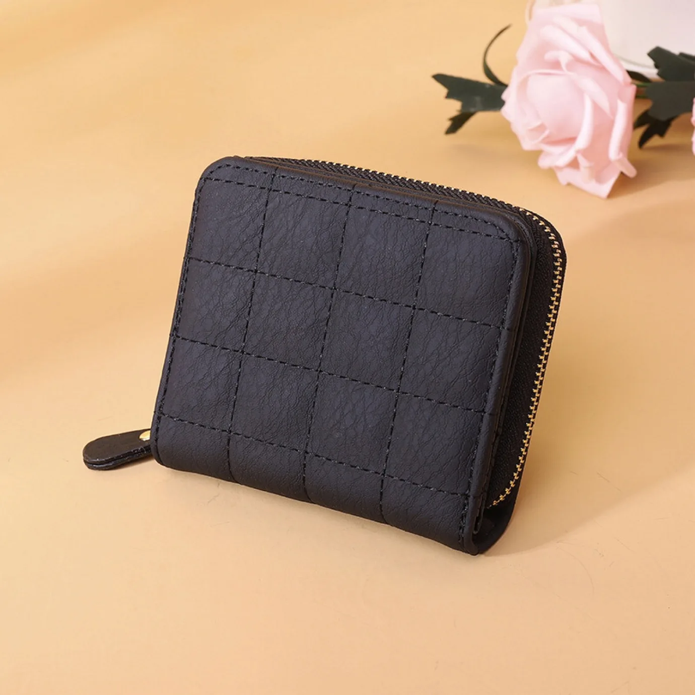 New mini short women's wallet solid color zipper student embroidered change bag small card