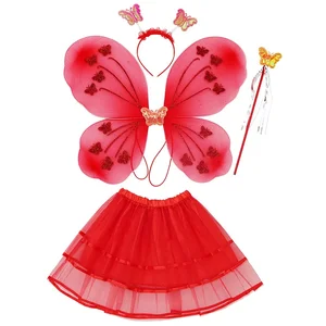 Công chúa thần tiên của Wriness Wings Wand, Hải quan, Hiệu suất Girl, Headband, Váy, Cosplay Halloween, Đạo cụ Party, 4PCS 10 Cánh Carnival bán hàng chính - №9