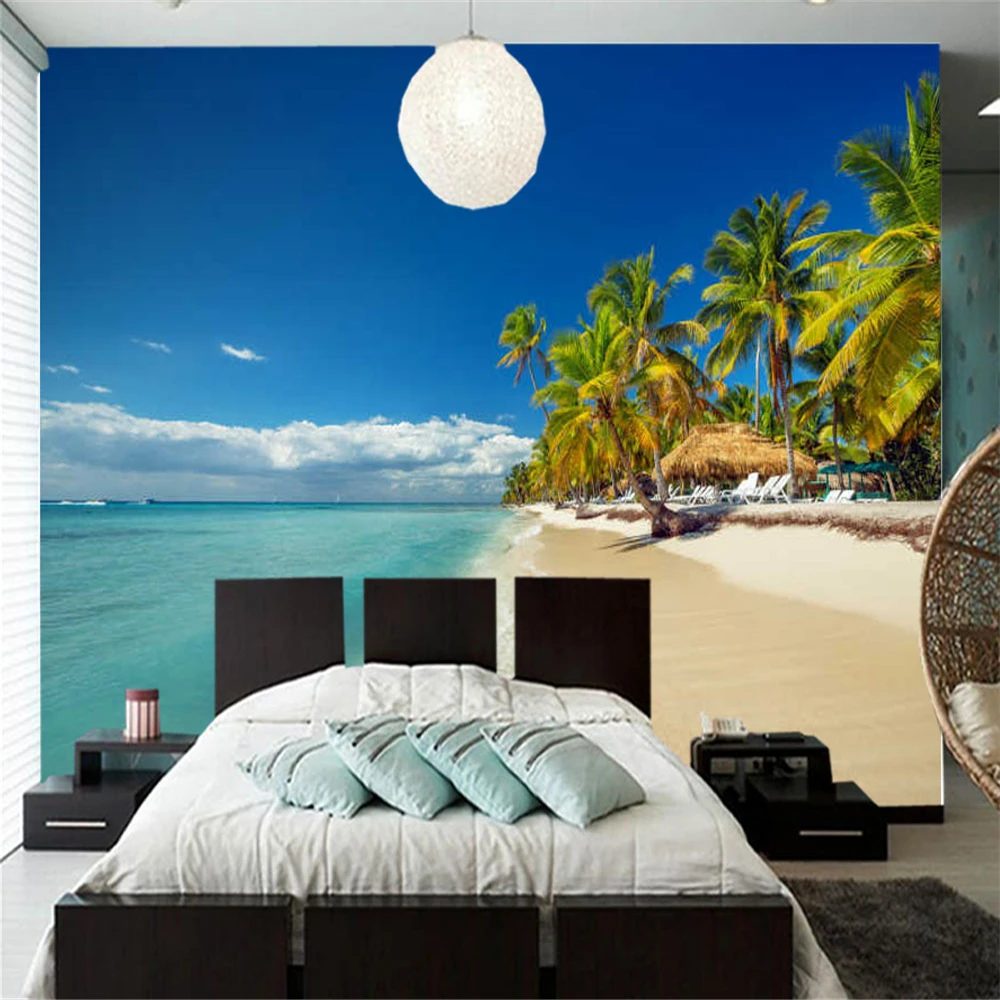 Papel de parede beach landscape 3d wallpaper,living room TV sofa wall bedroom wall papers home decor restaurant mural