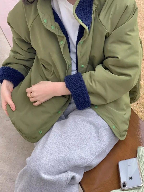 

Женская теплая куртка из меха ягненка, осень-зима, новая свободная двусторонняя одежда Lazy Sle, длинный све, топ Design Sense