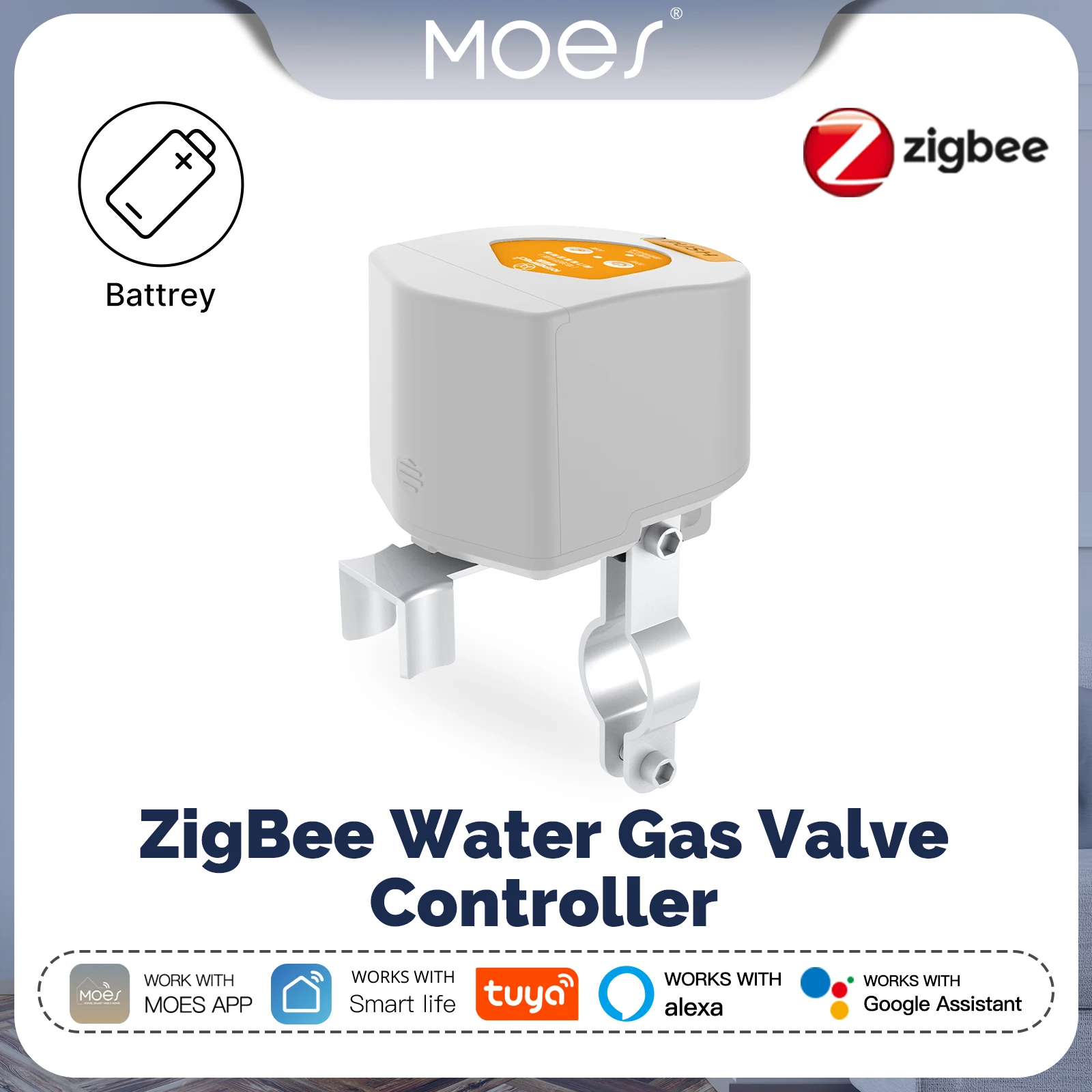 MOES Tuya Smart ZigBee Water Gas Valve Controller بطارية أوتوماتيكية منخفضة استهلاك الطاقة التحكم الصوتي مع Alexa Google Home