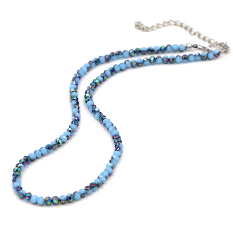 Trendige Kristallglas-Perlenkette für Damen Koreanische Mode Halskette Farbenfrohe Regenbogen-Glitzer-Choker Schmuck – Detail 5