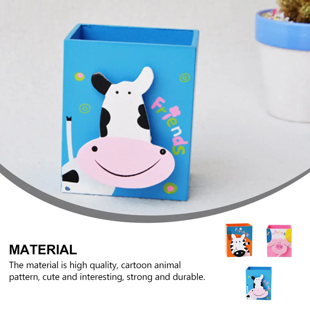 

3Pcs Cartoon Animal Pattern Pen Holders Multifunctional Creative Desk Organizer Pen Case Student Gift Desktop Storage Container