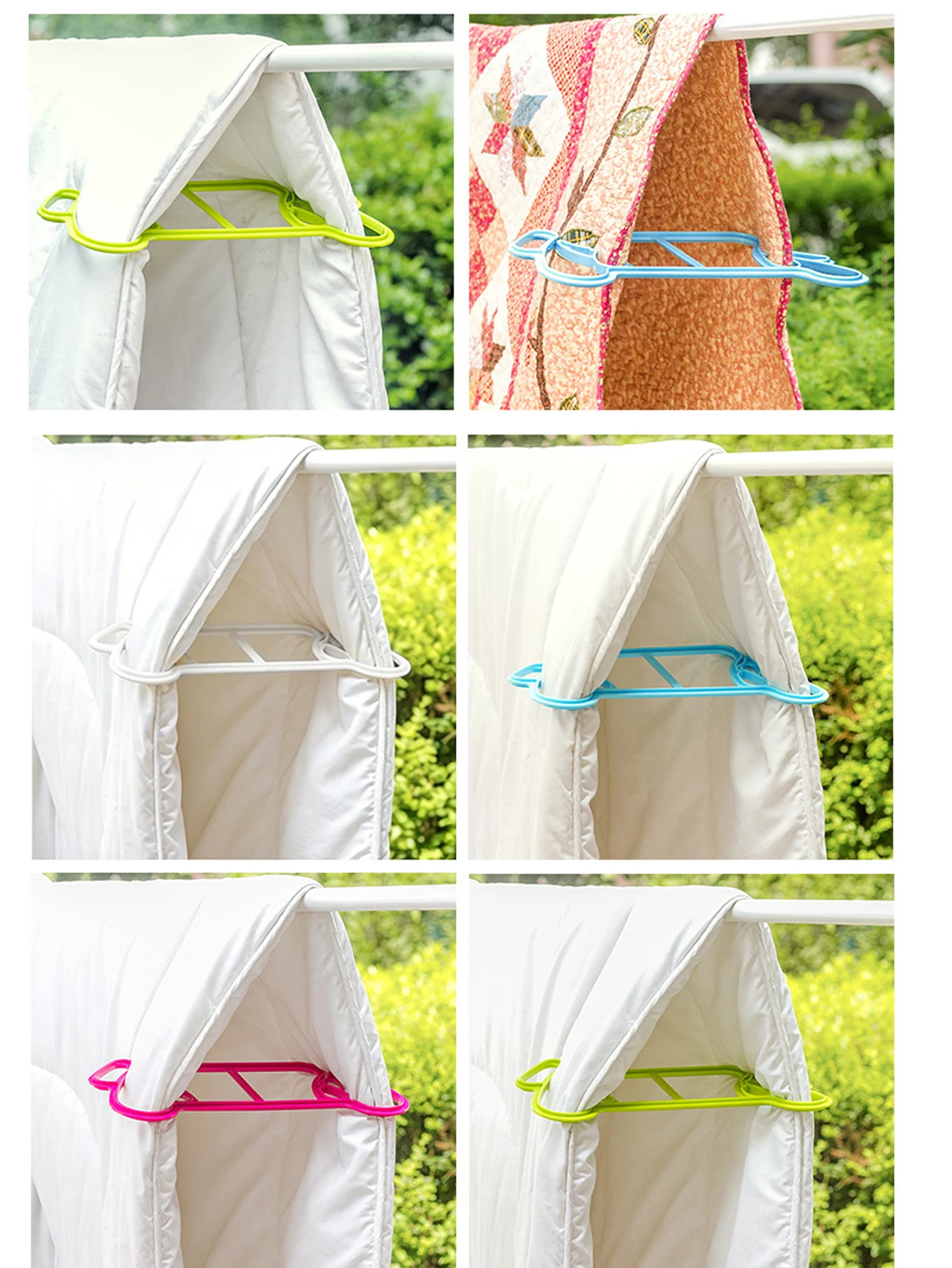 2Pcs Plastic Clothes Drying Clips for Quilts Blankets Bed Sheets Towels Curtains Outdoor Balcony Household Blanket Drying Bracke