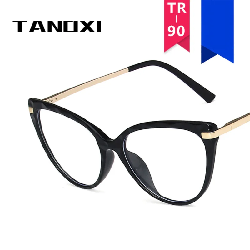 TANOXI Optical Lenses For Women Rivet Anti Blue Light Glasses Frame For Men Women Transparent Optical Spectacle Eyeglass