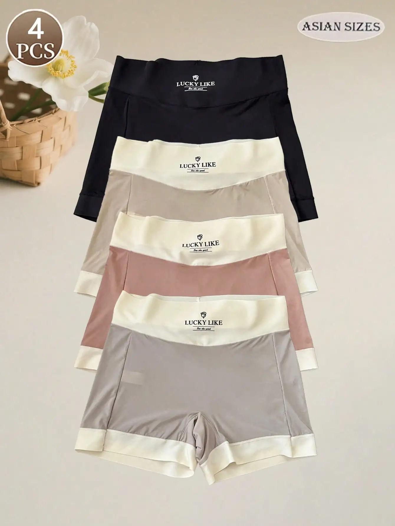 4 Stück einfache, buchstabenfreie, bequeme Damen-Slips mit mittlerer Taille, lässige und sportliche Damenunterwäsche für den Heimgebrauch