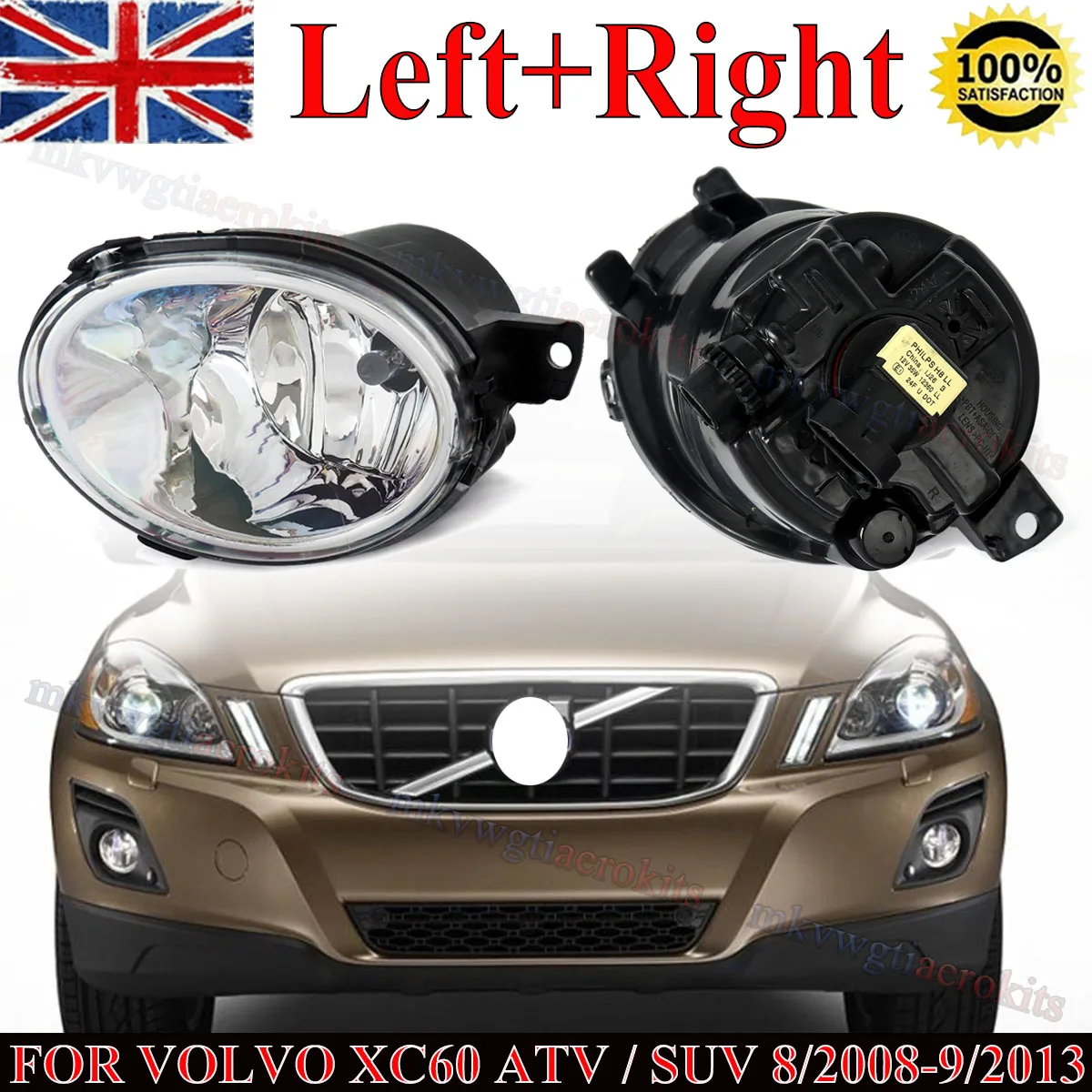 

3079668 30796681 Front Fog Light Lamp For Volvo XC60 C30 C70 2008 2009 2010 2011 2012 2013 Clear With Bulb