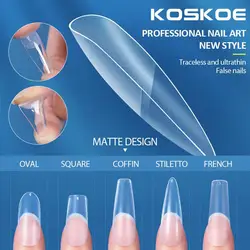 Fake Nail Tips Press on False Nail Full Cover Coffin Semi-Frosted Nail Capsule Salon Tip Accessories Tool