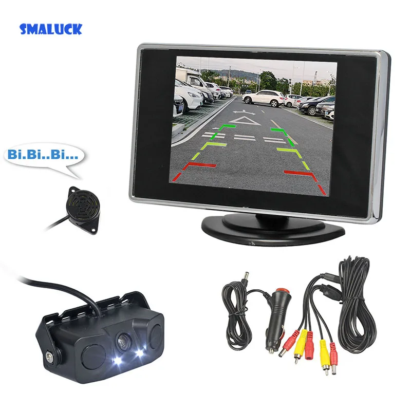 

SMALUCK 3,5 "TFT LCD HD Автомобильный Монитор водонепроницаемый Видео парковочный радар Датчик реверсивная Автомобильная камера Система помощи при парковке