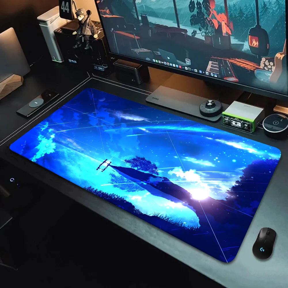 Starry Sky Night Anime Mouse Pad Large Computer Offices Game Mat Rubber Anti-slip Gaming Accessories Keyboard Long Desktop Pads