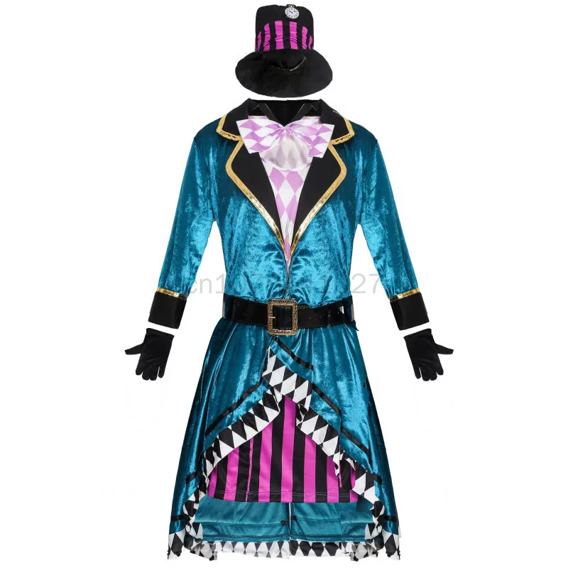 Adult Women Miss Mad Hatter Fancy Dress Halloween Gothic Deluxe Ladies  Wonderland Cosplay Fancy Dress with Hat Suit