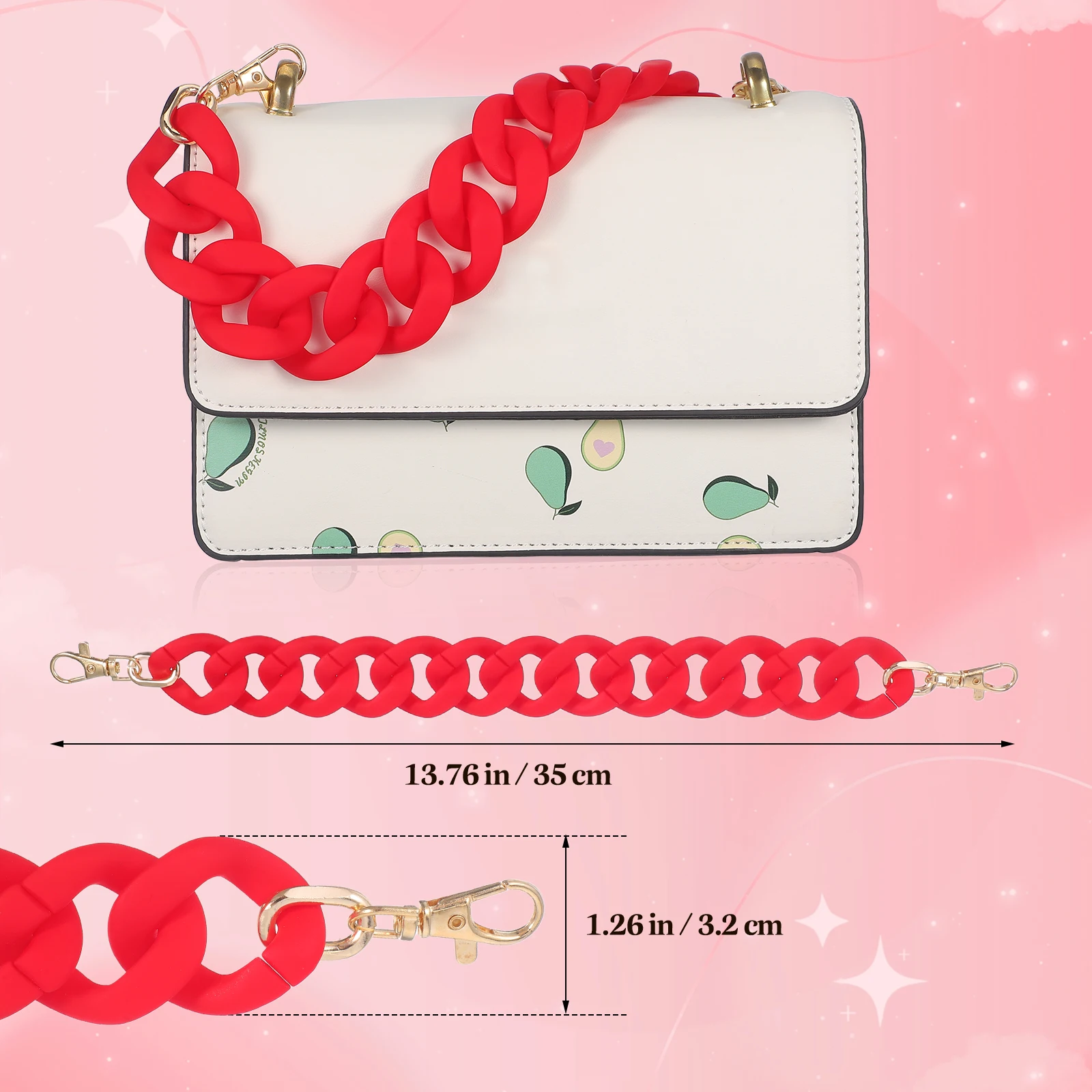 프로스트 고무 스트랩 메탈 핸들 핸드백 교체용 가벼운 내구성 가방 DIY 핸드백 체인 미니 가방