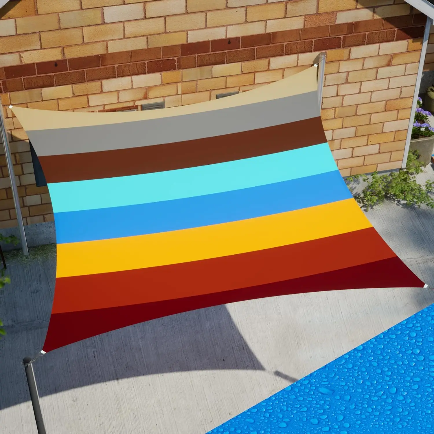 13' x 20' Rainbow Rectangle Waterproof Sun Shade Sail Canopy Awning UPF50+ 98% UV Blockage Water Resistant Outdoor Patio Carport