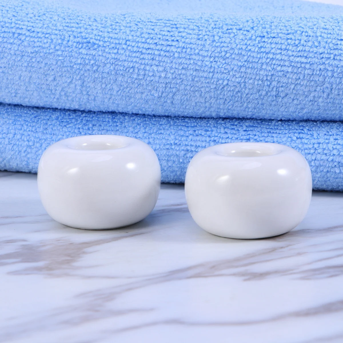 

3Pcs Ceramic Toothbrush Stand Minimalist Bathroom Holder Save Space Natural Dry Round Toothbrush Base Creative Design Blue