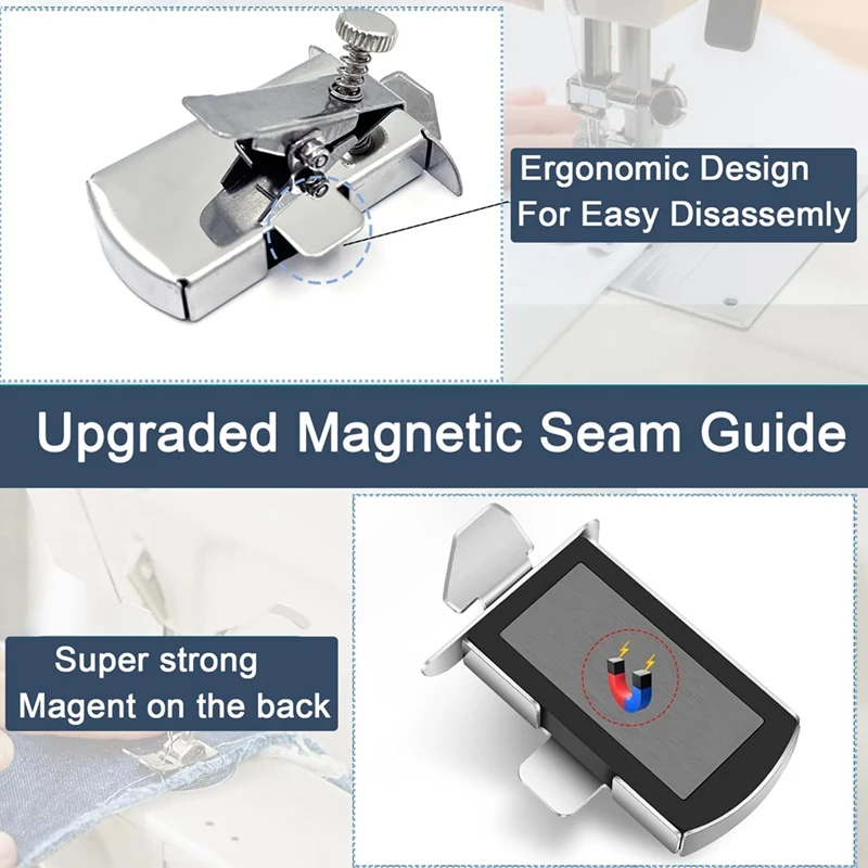 Magnetic Seam Guide, 2 Pieces Magnetic Seam Guide For Sewing Machine + 2 Pieces Bobbins + 4 Pieces Bobbin Case Easy Install