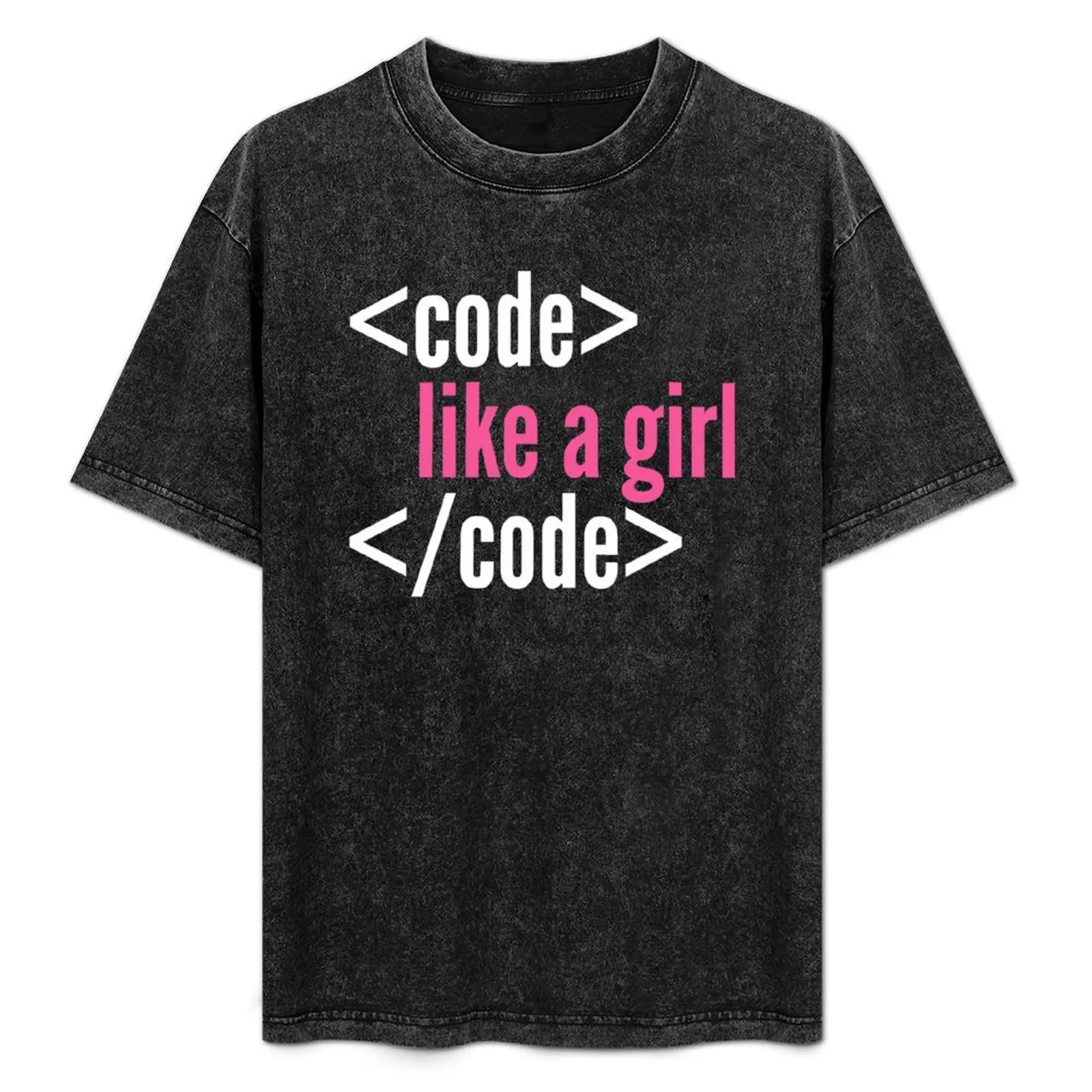 

Code like a girl programming T-Shirt Trendy Print Short Sleeve T-Shirt